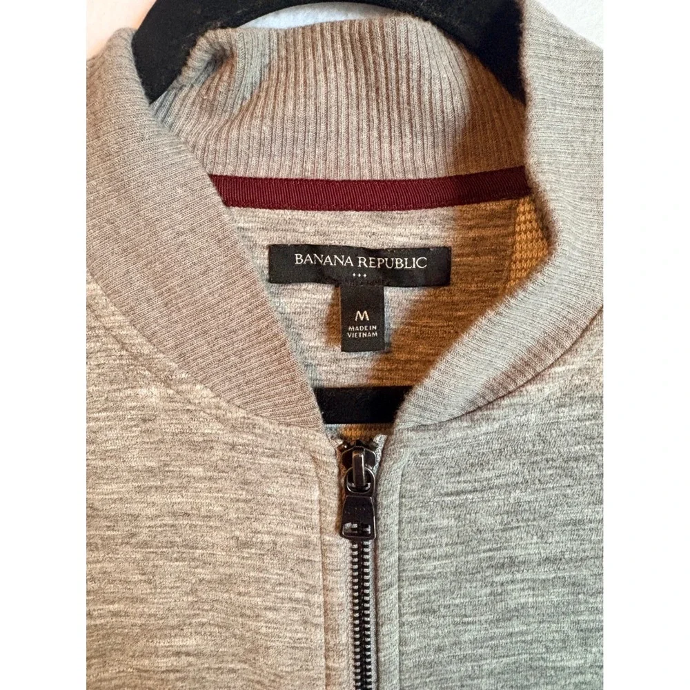 Banana Republic Gray Full Zip Up Bomber Jacket Sweater‎ M